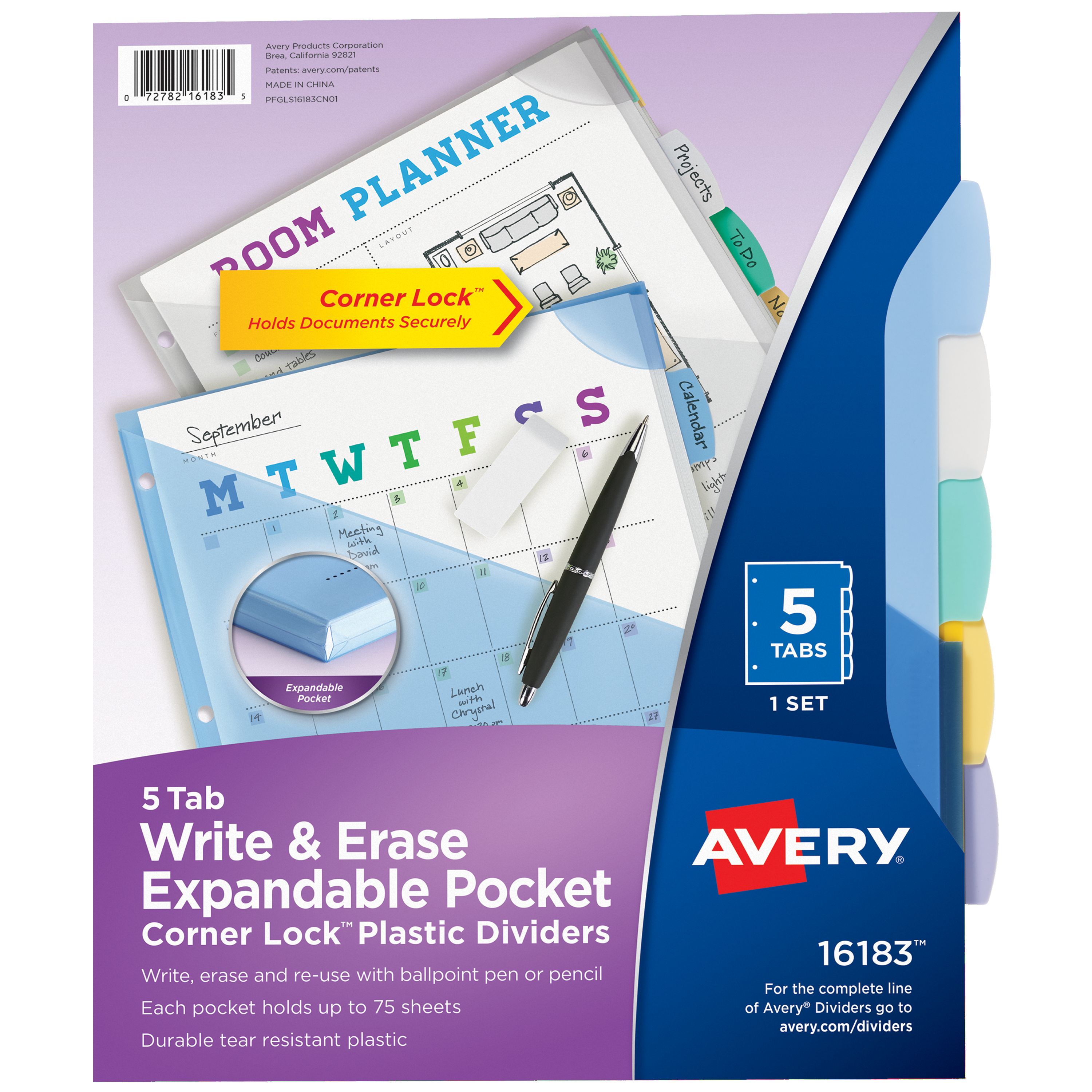Avery Plastic Dividers with Expandable Pockets & Corner LockÂ